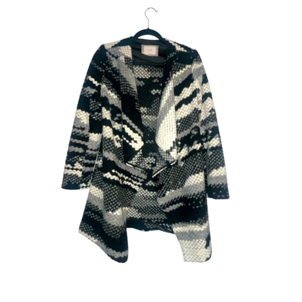 Guest Editor Wool Blend Open Front Print Cardigan Sweater Size Small